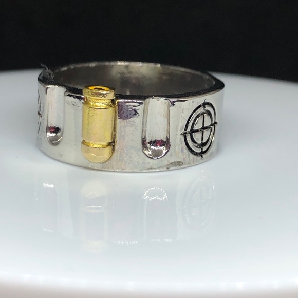 Unisex Two Tone Bullet Ring - Picture 7 of 9